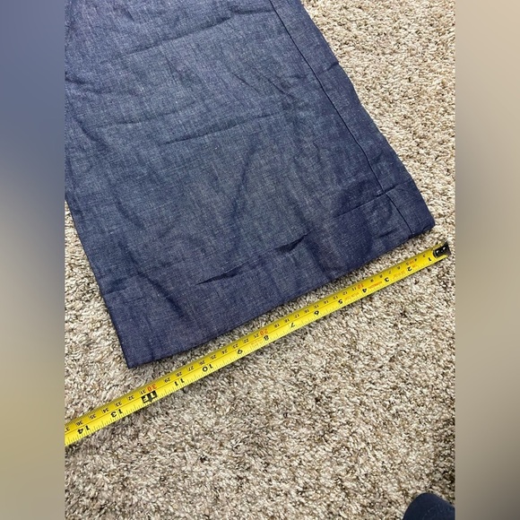 Express Design Studios Linen Blend Blue Wide Leg Trouser Summer Pants 10 Short - Picture 9 of 15